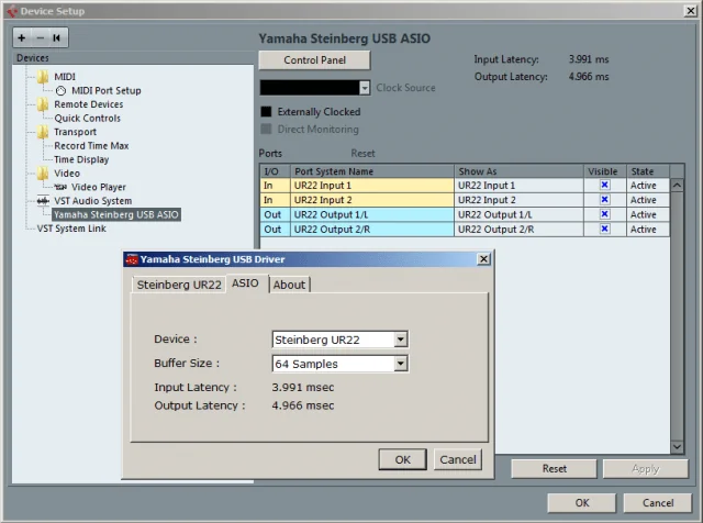Steinberg UR22 ASIO Buffer Settings